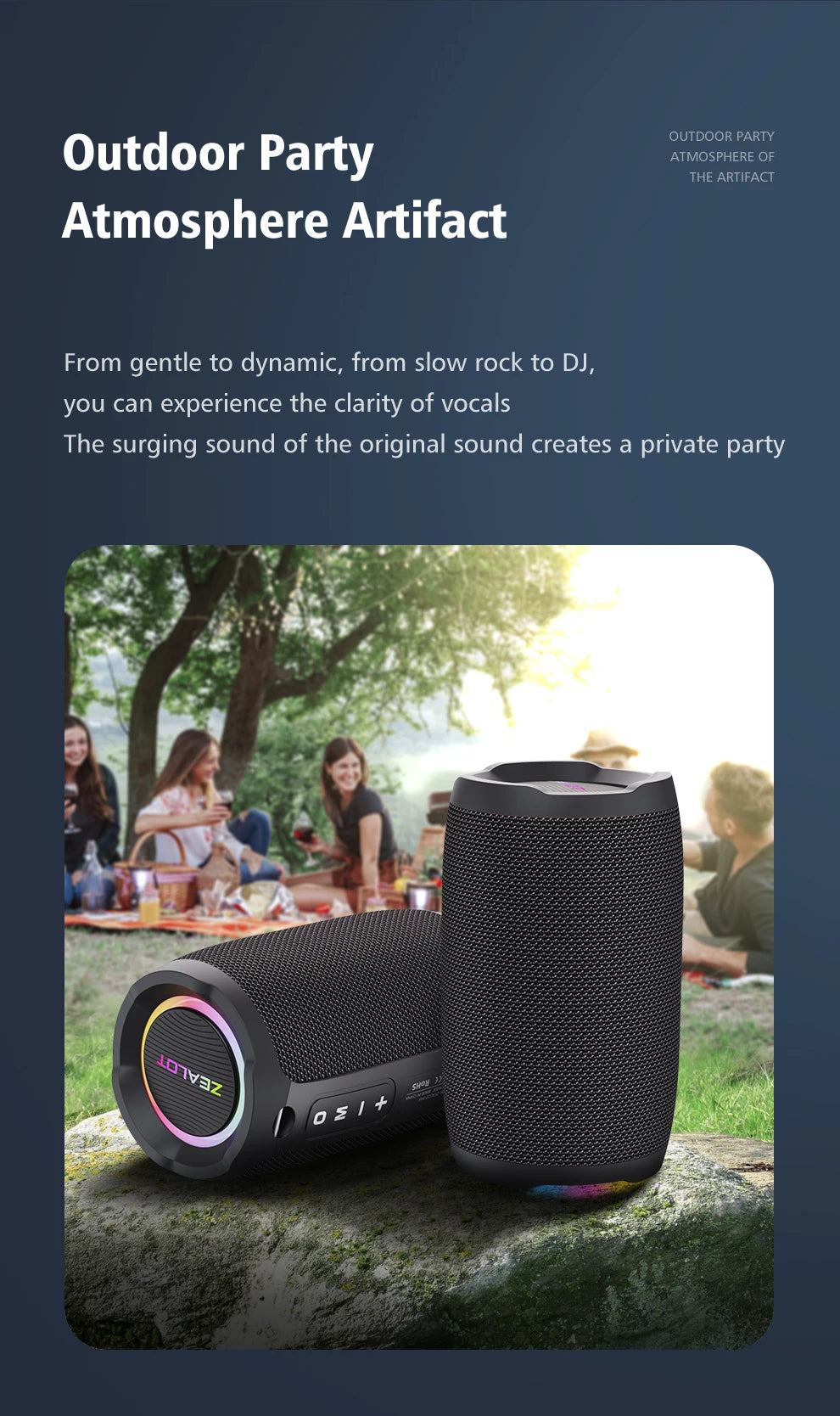 Portable bluetooth speaker Stereo Sound IPX7 waterproof wireless bluetooth 5.2 Excellent Bass Performace