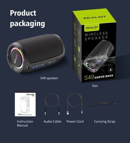 Portable bluetooth speaker Stereo Sound IPX7 waterproof wireless bluetooth 5.2 Excellent Bass Performace