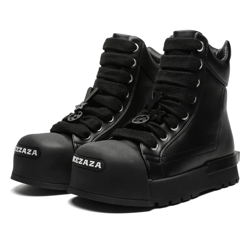 Black and white couple high top shoes Trendy quality design style Leisure Outdoor Fashion Party Daily thick soled youth shoes