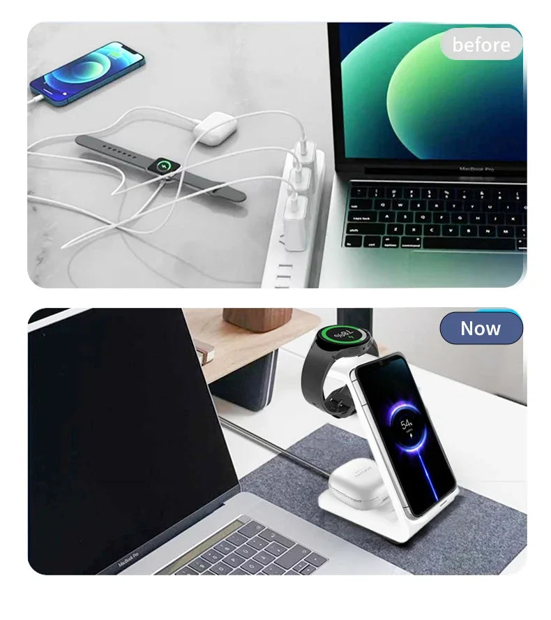3 in 1 Travel Wireless Charger For Samsung Galaxy S23 S22 Watch 6 pro/5/4/3 Active 1 2 Buds 2 Pro Plus Fast Charging Station