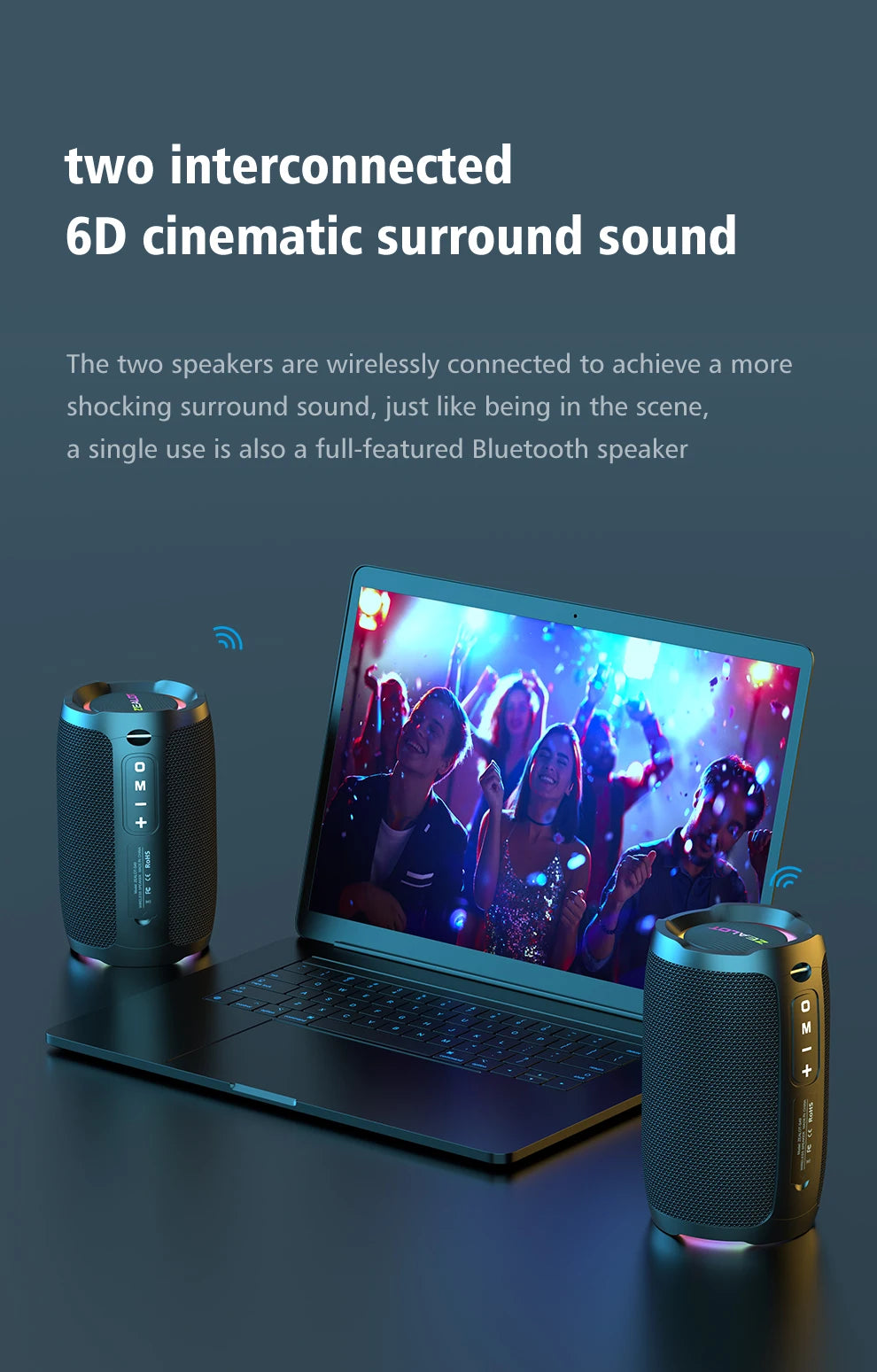 Portable bluetooth speaker Stereo Sound IPX7 waterproof wireless bluetooth 5.2 Excellent Bass Performace