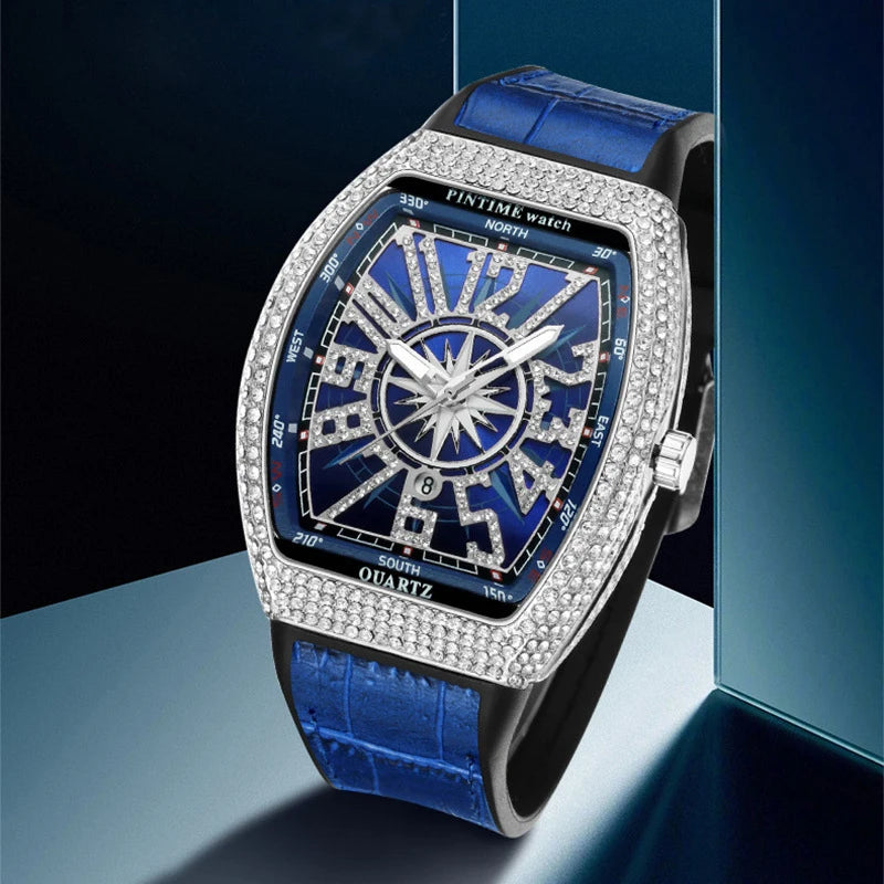 Fashion Mens Watches Men Wristwatches Automatic Quartz Man Clock Male Luxury Reloj Diamond Big Large Arabic Numeral Dial Watch