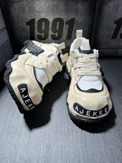 Spring 2025 Men's Faion Sports oes Thi Bot Heightening Dad Trendy round Toe Casual Sneakers Youth Rubber Outsole