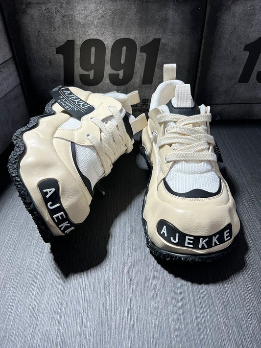 Spring 2025 Men's Faion Sports oes Thi Bot Heightening Dad Trendy round Toe Casual Sneakers Youth Rubber Outsole