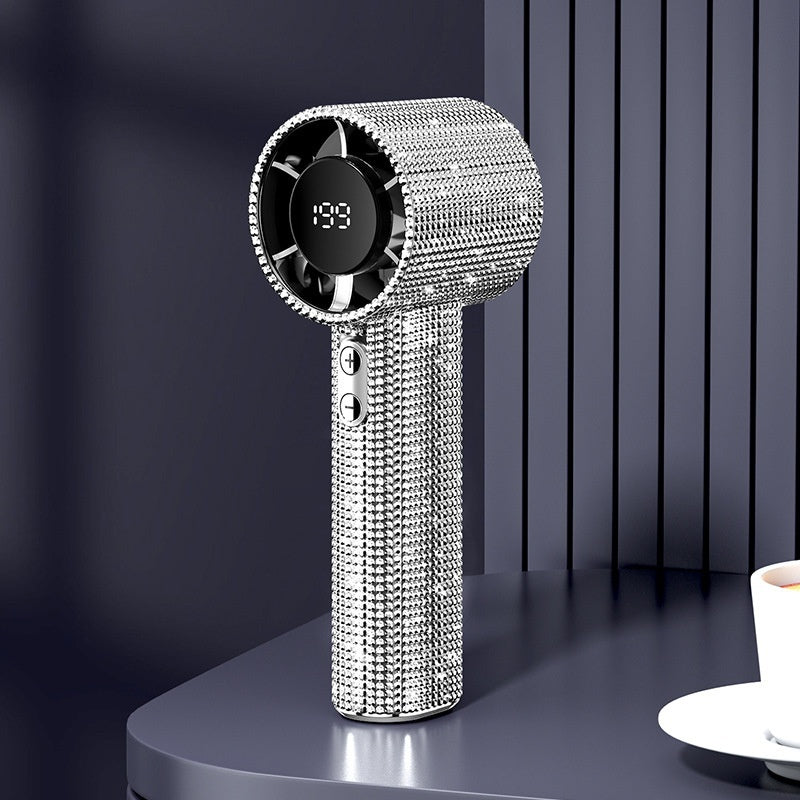 Handheld Violent Turbine Little Fan USB Digital Display Portable Long Endurance Fan
